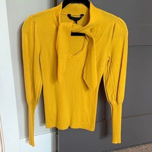 BCBGMaxAzria Mustard Bow-Tie Sweater